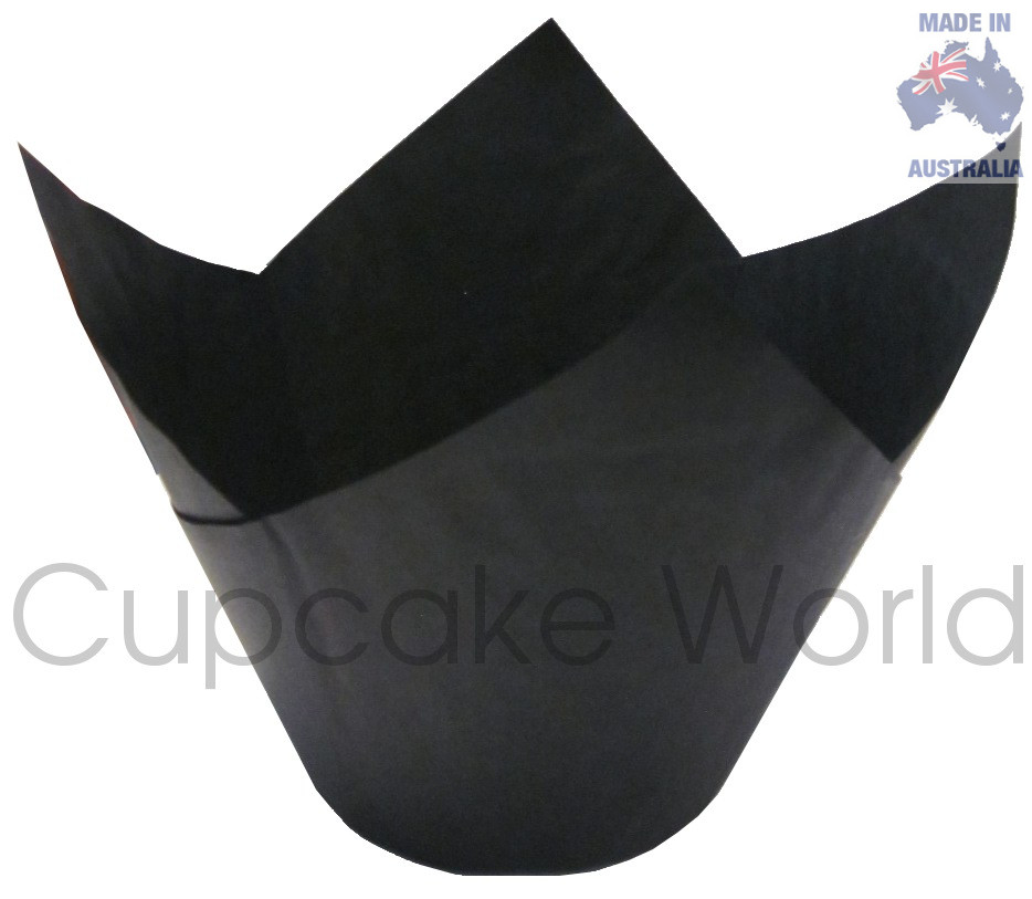 WIDE 100PCS BLACK STANDARD CAFE STYLE MUFFIN CUPCAKE PAPER